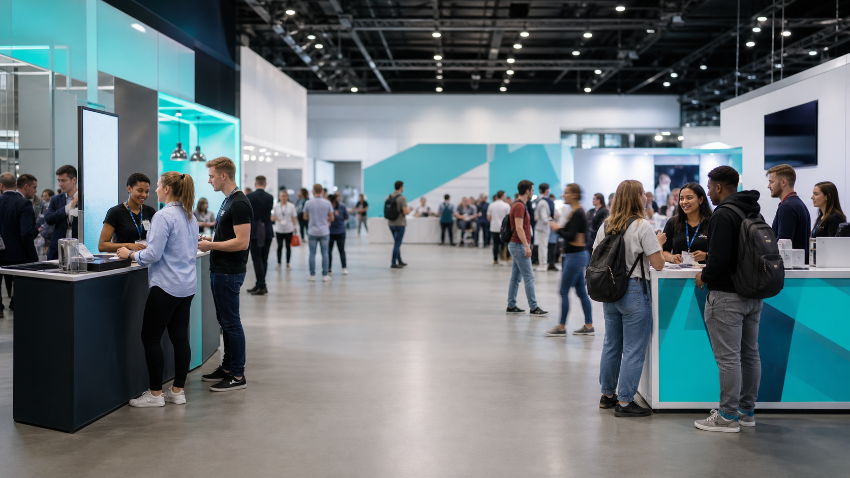 Visitors meeting employers at a careers exhibition
